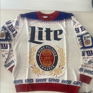 Giants Themed Miller Lite Sweater - White and Blue